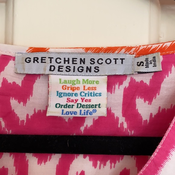 Gretchen Scott Designs pink orange cotton tunic - Picture 2 of 6